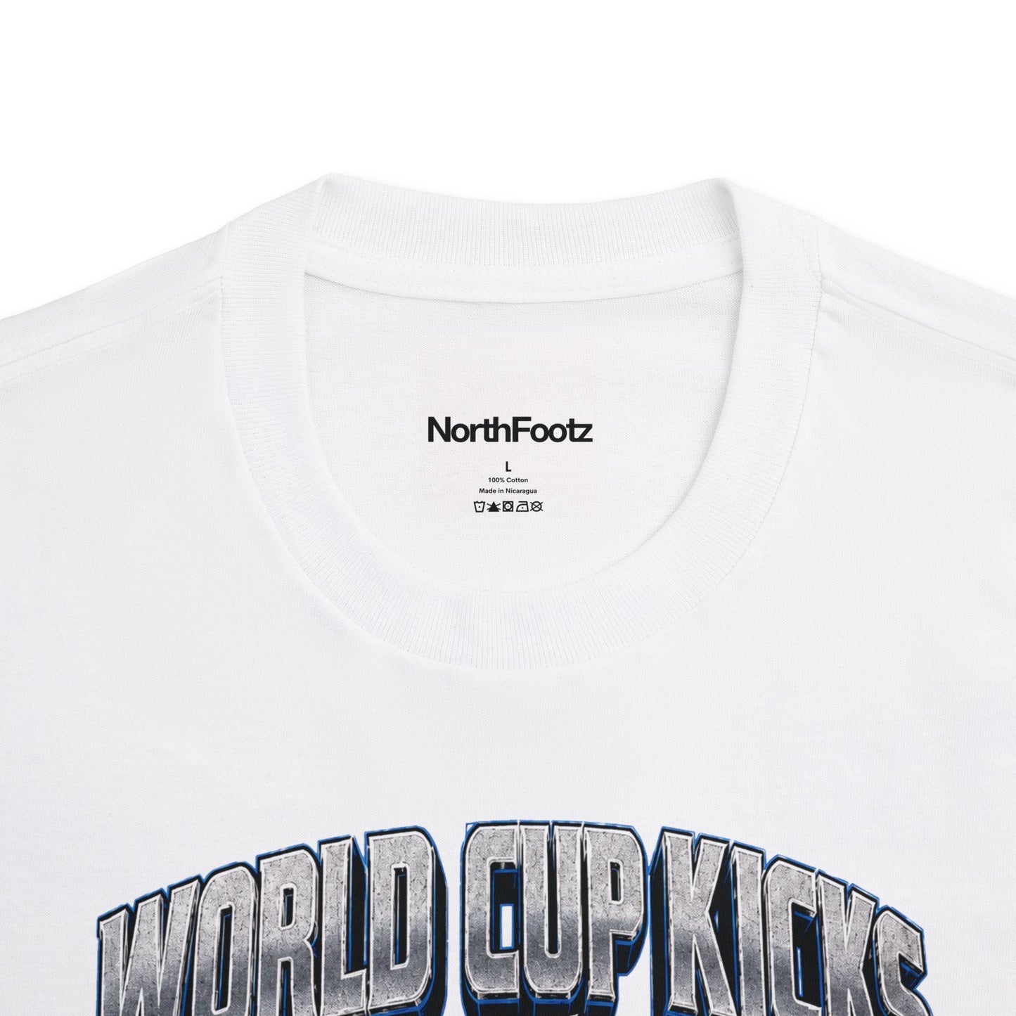 FWC 26 World Cup Game Day Tee — Kicking Football Cartoon with Host Cities & Flags