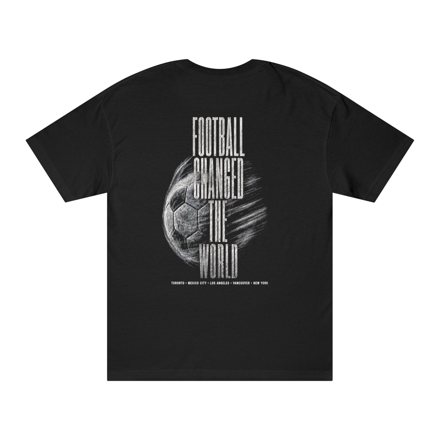 FWC 26 Host Countries Map Tee — “Football Changed the World” Soccer T‑Shirt