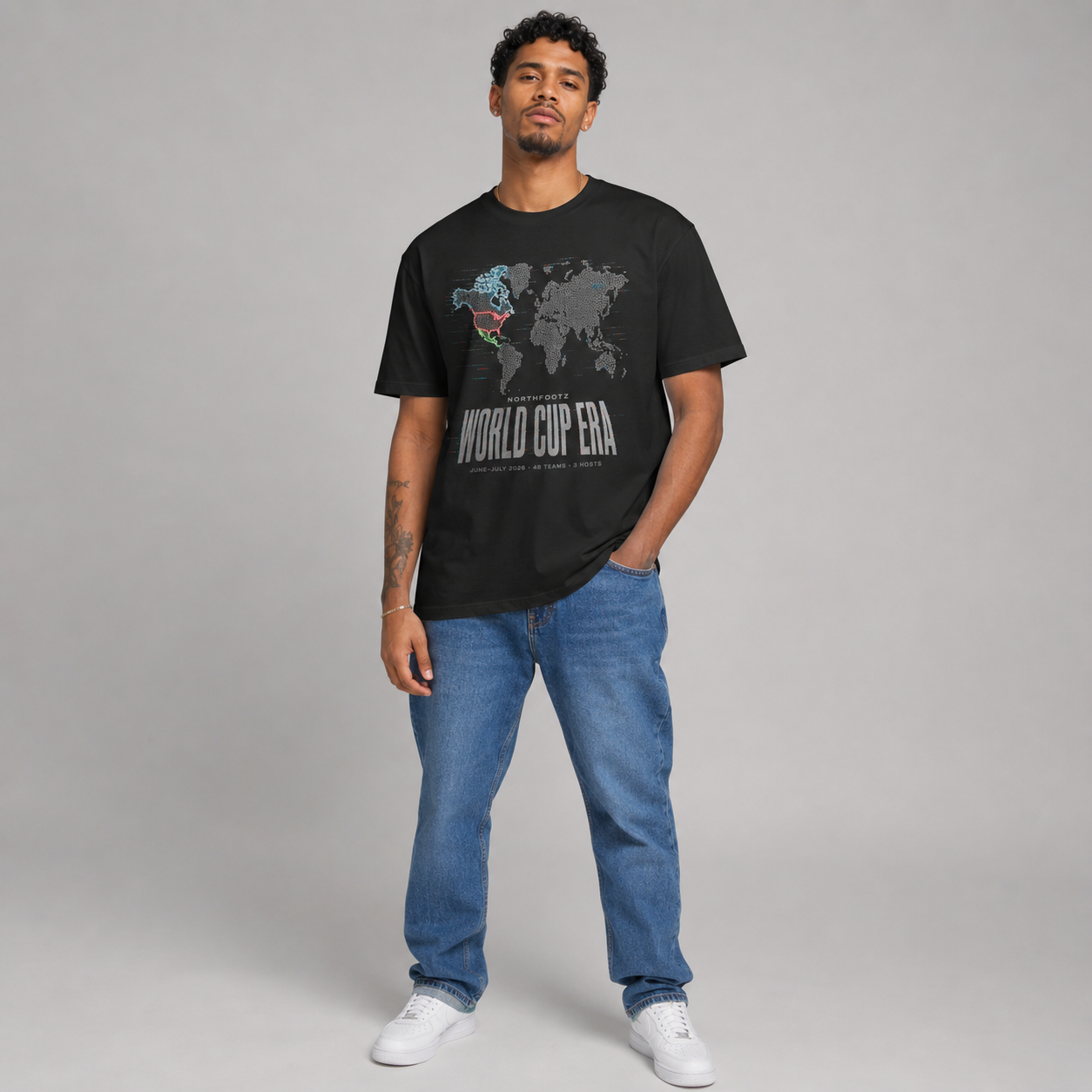 FWC 26 Host Countries Map Tee — “Football Changed the World” Soccer T‑Shirt