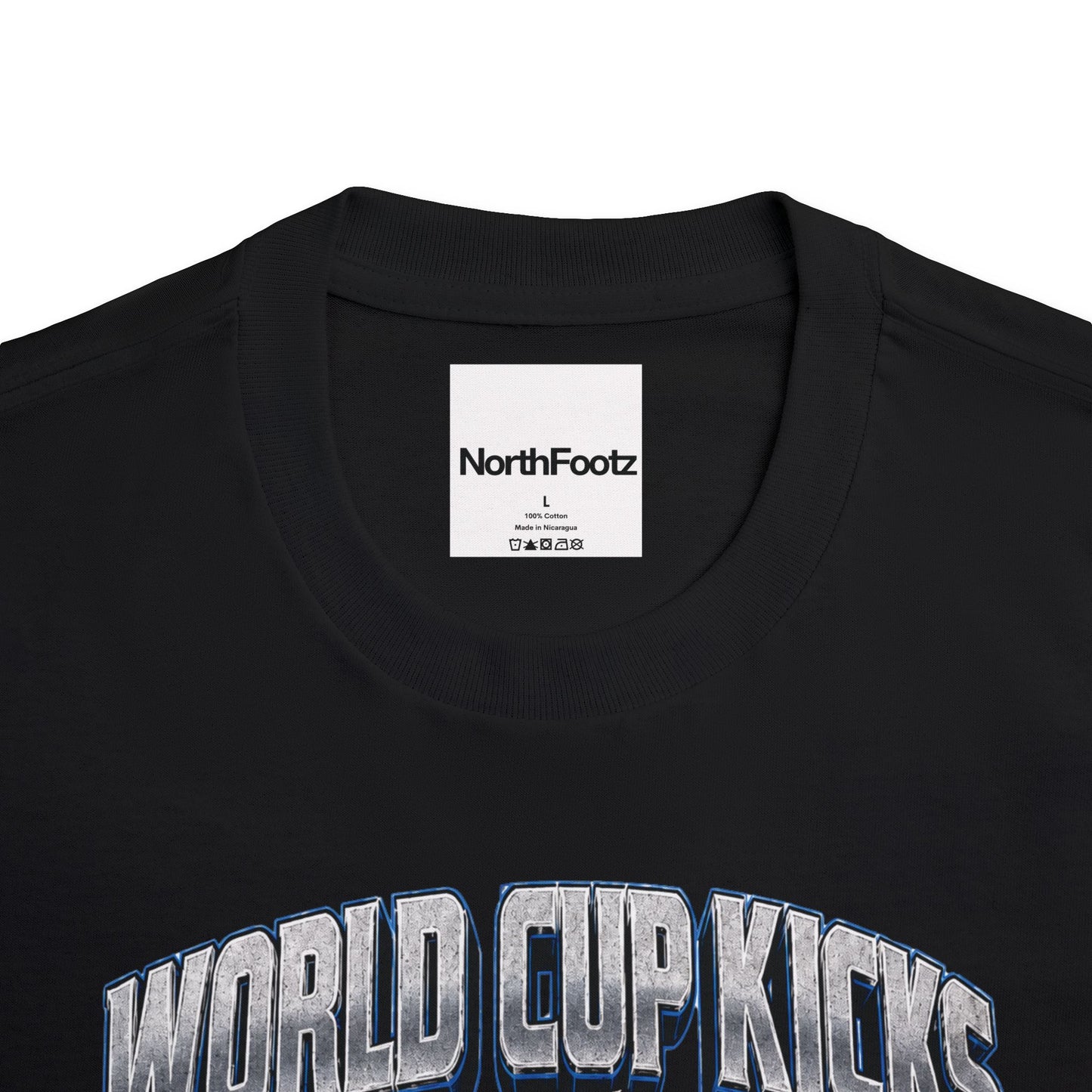 FWC 26 World Cup Game Day Tee — Kicking Football Cartoon with Host Cities & Flags